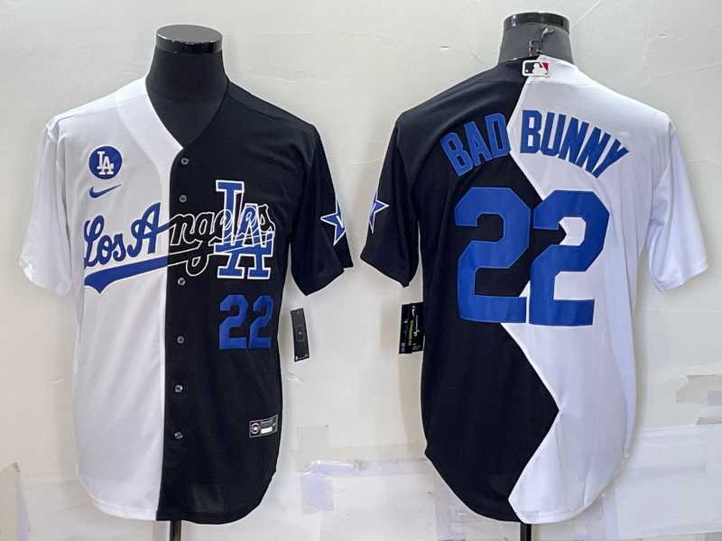Mens Los Angeles Dodgers #22 Bad Bunny White Black Number 2022 Celebrity Softball Game Cool Base Jersey,We sell and wholesale Mens Los Angeles Dodgers #22 Bad Bunny White Black Number 2022 Celebrity Softball Game Cool Base Jersey on line form chian!